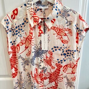 Maison de Vacances Red and Blue Printed Blouse